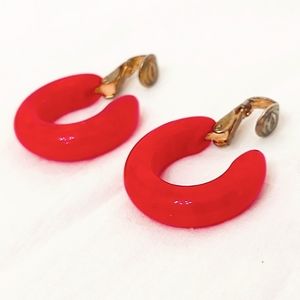 Vintage Red Bakelite Earrings